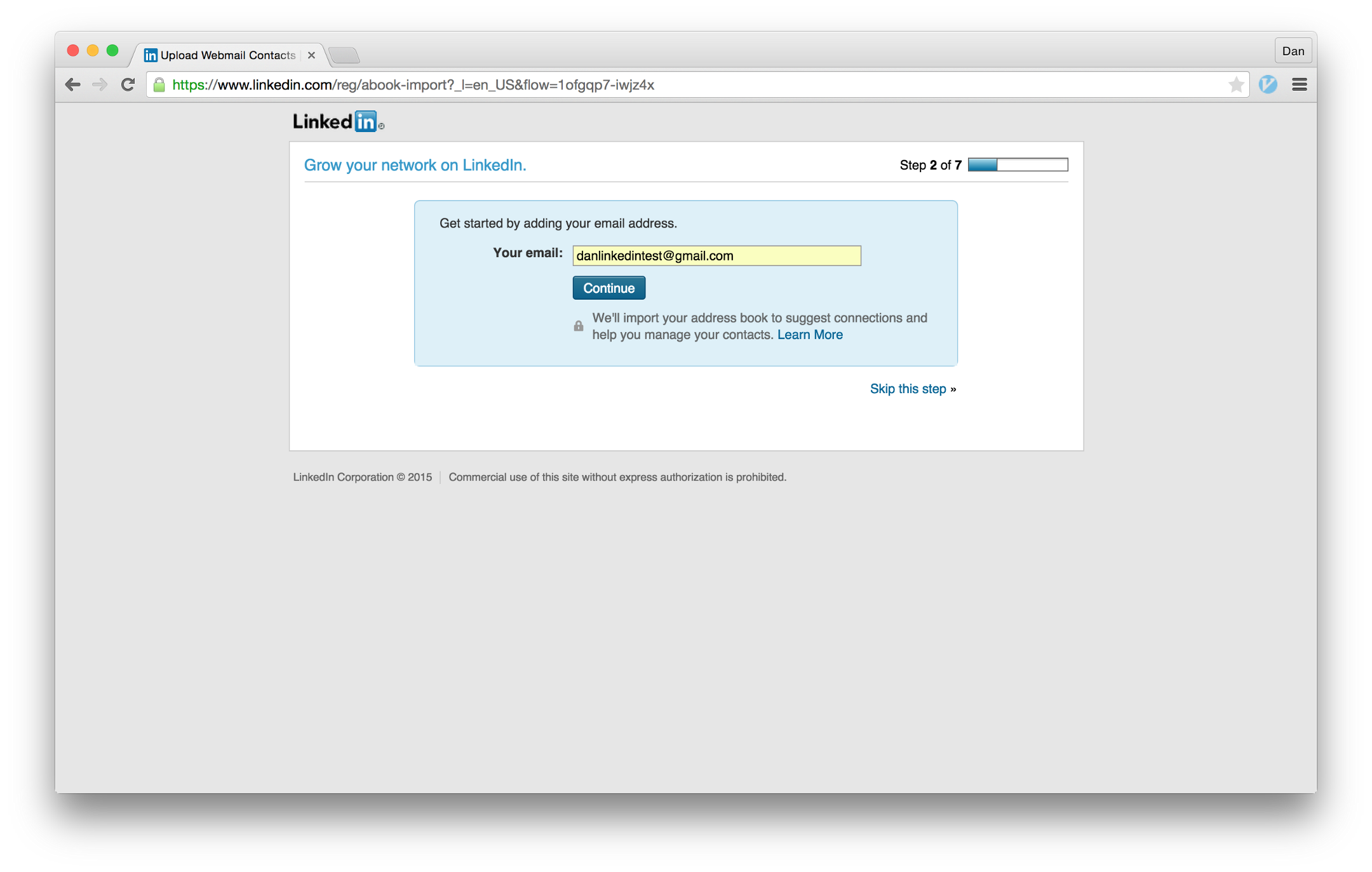 LinkedIn contact syncing